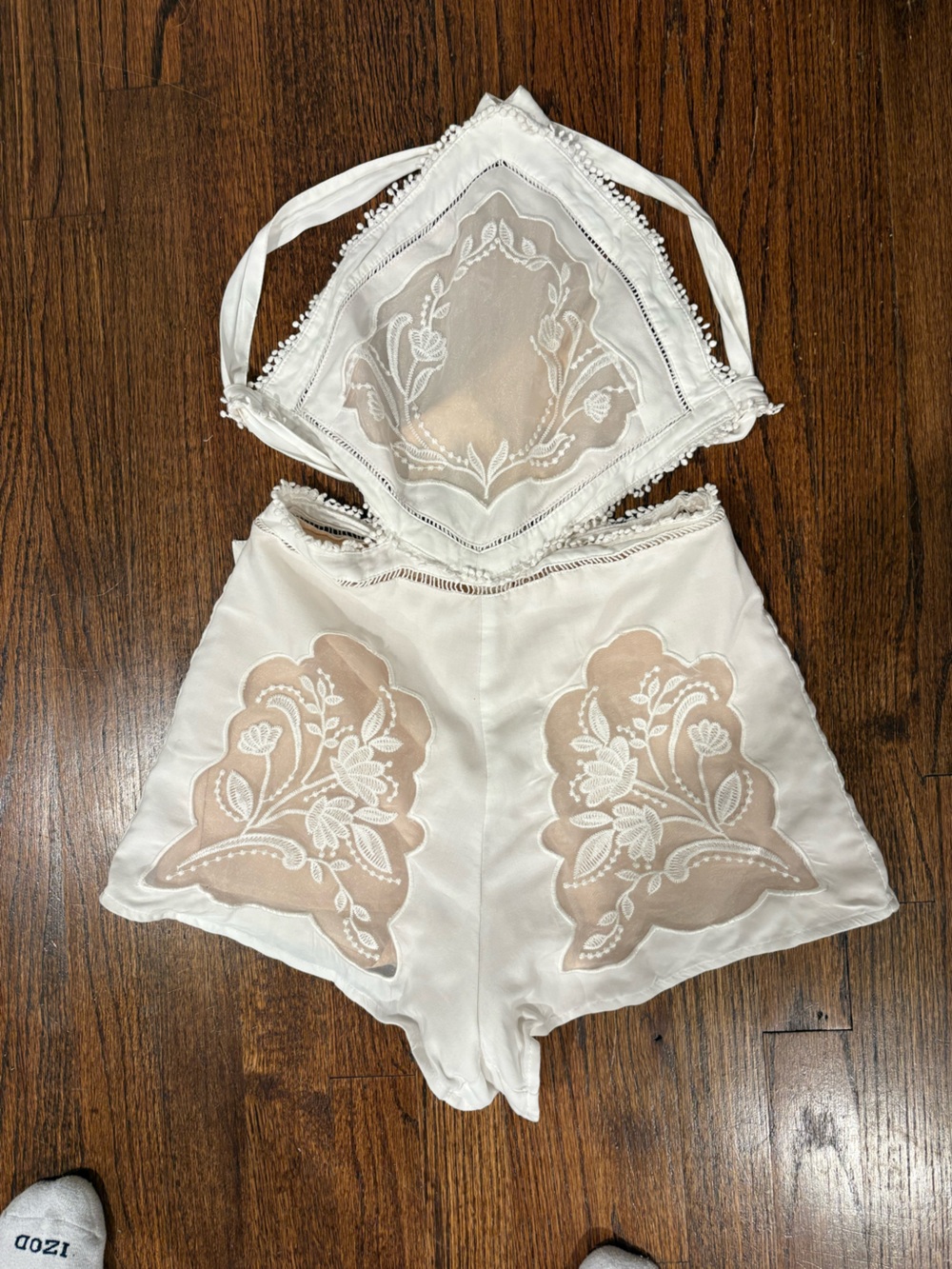 White Floral Embroidered Women’s Shorts